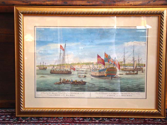 A fine 18th century copper engraving entitled "A View of His Majesty's Dock Yard at Chatham" published in 1772 — image 2